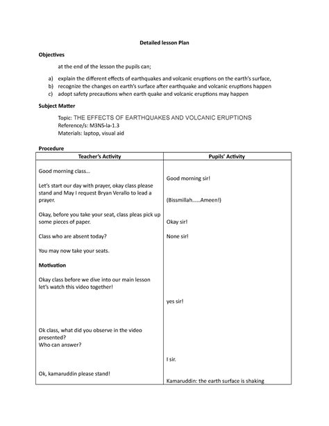 changes on the earth's surface as a result of earthquakes|Detailed lesson Plan; effects of earthquake and .